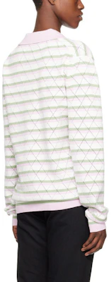 (W) WE11DONE 菱格长袖 Polo 衫 浅粉色 WD-KT0-24-639-U-LP Shop (W) WE11DONE 菱格长袖 Polo 衫 浅粉色 WD-KT0-24-639-U-LP