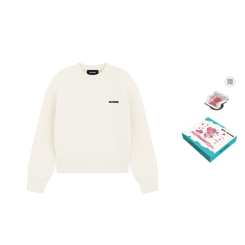 (Women) WE11DONE  Basic Crewneck Sweater with Minimal Letter Print Design WD-KT2-24-601-W-IV