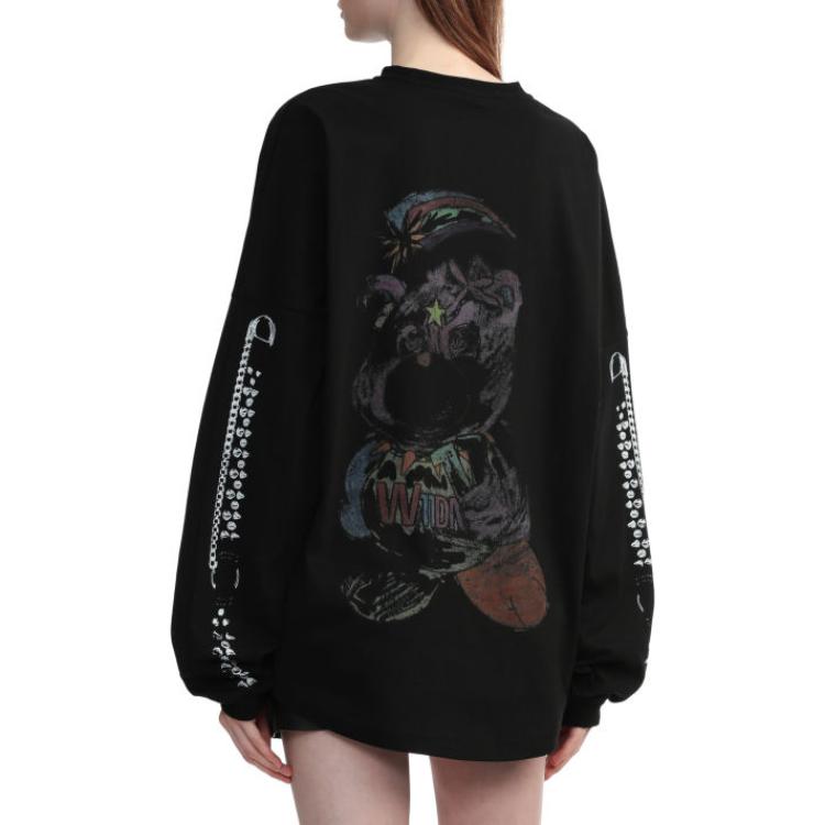 (Women) WE11DONE  Bear Print Crewneck Pullover Sweatshirt Black. WD-TT0-24-775-U-BK 圖 4