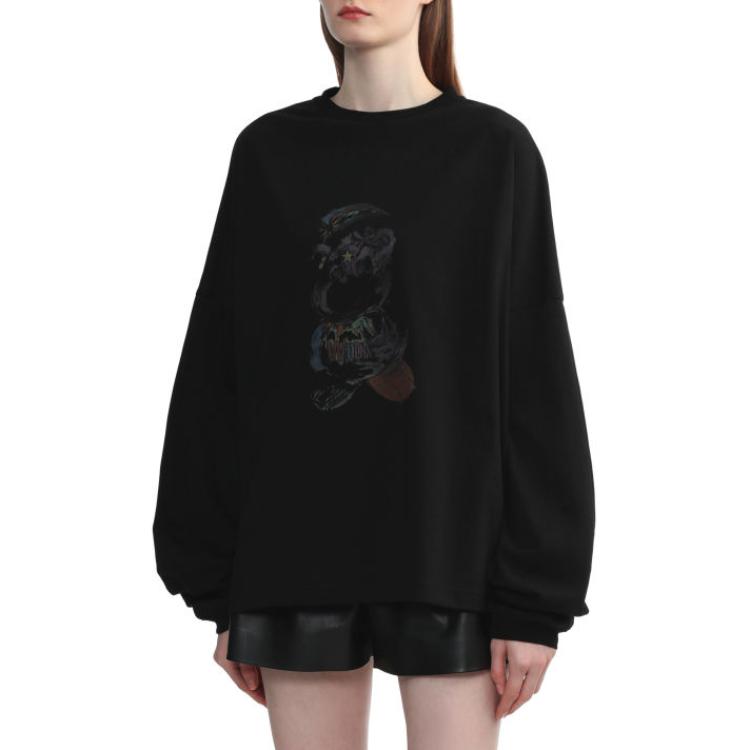 (Women) WE11DONE  Bear Print Crewneck Pullover Sweatshirt Black. WD-TT0-24-775-U-BK 圖 5