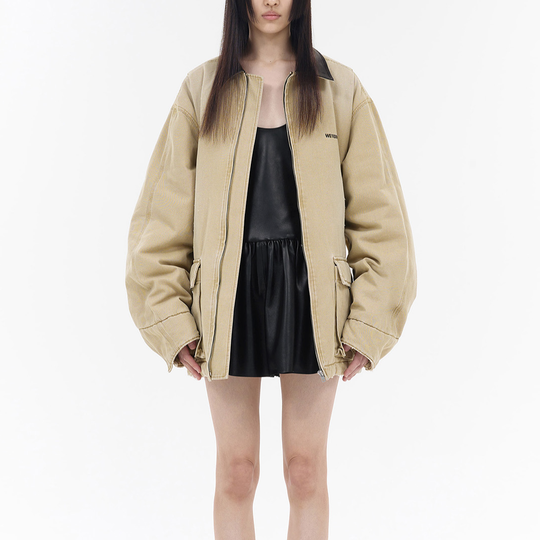 (Women) WE11DONE  Beige Logo Embroidered Drop Shoulder Long Sleeve Cotton Jacket WD-JP2-24-039-U-BG 圖 4