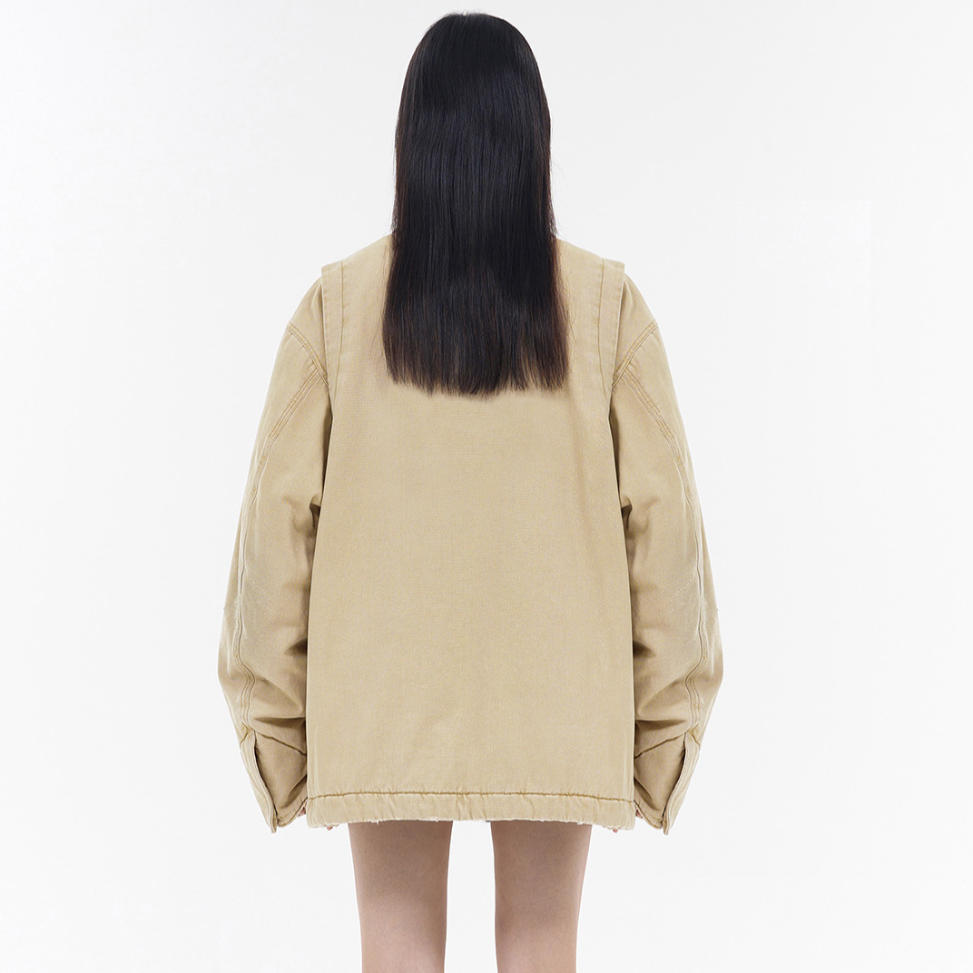 (Women) WE11DONE  Beige Logo Embroidered Drop Shoulder Long Sleeve Cotton Jacket WD-JP2-24-039-U-BG 圖 5