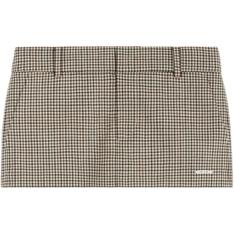 Order (Women) WE11DONE  Beige Plaid Mini Skirt with Letter Zipper Detail WD-SK2-24-239-W-BG