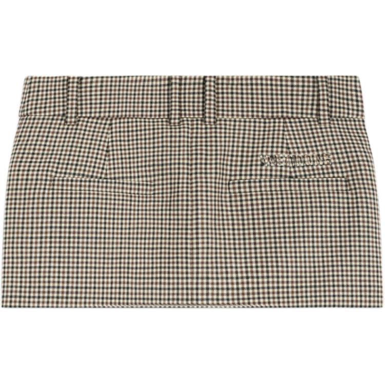 Lookbook (Women) WE11DONE  Beige Plaid Mini Skirt with Letter Zipper Detail WD-SK2-24-239-W-BG