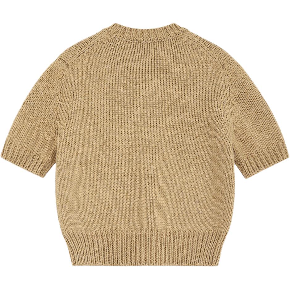 (Women) WE11DONE  Beige Pocket Knit Short Sleeve T-Shirt with Metal Logo. WD-KT2-24-631-W-BG 圖 3