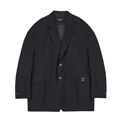 (Women) WE11DONE Black Blazer Metallic Logo Casual Jacket. WD-JK1-21-027-U-BK