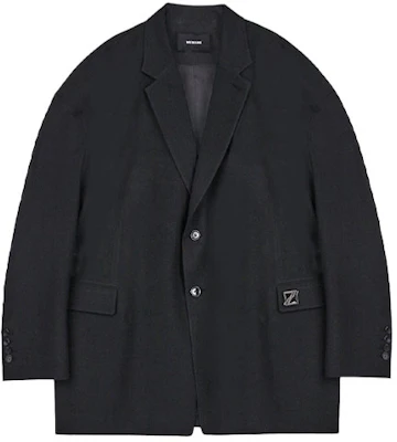(Women) WE11DONE Black Blazer Metallic Logo Casual Jacket. WD-JK1-21-027-U-BK Order (Women) WE11DONE Black Blazer Metallic Logo Casual Jacket. WD-JK1-21-027-U-BK