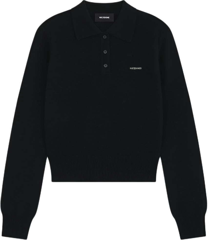women-we-11-done-black-long-sleeve-pullover-polo-shirt-with-three-buttons-wd-kt-2-24-606-w-bk