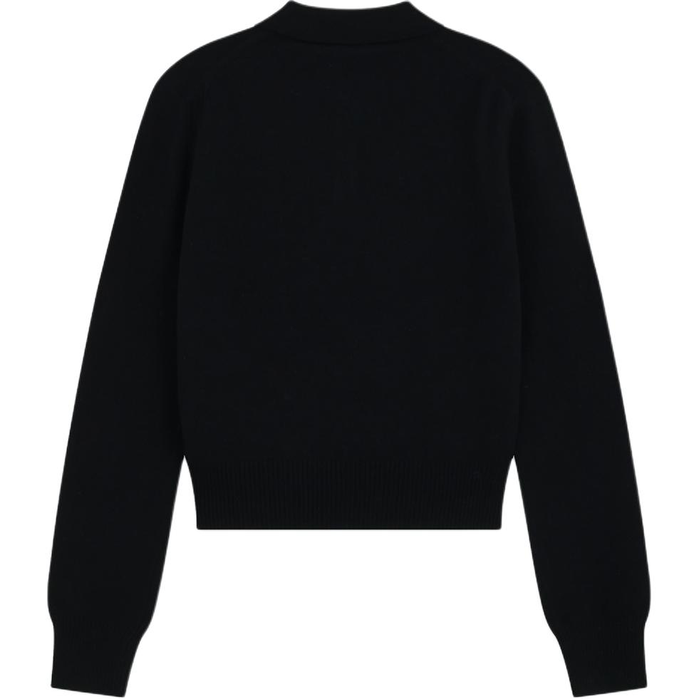 (Women) WE11DONE  Black Long Sleeve Pullover Polo Shirt with Three Buttons WD-KT2-24-606-W-BK 圖 3