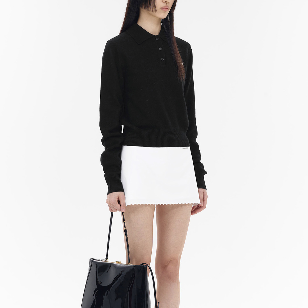 (Women) WE11DONE  Black Long Sleeve Pullover Polo Shirt with Three Buttons WD-KT2-24-606-W-BK 圖 6