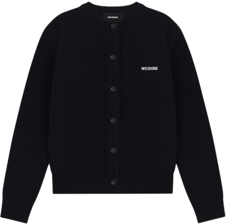women-we-11-done-black-ribbed-crew-neck-cardigan-sweater-long-sleeve-wd-kc-2-24-602-w-bk
