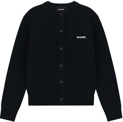 (W) WE11DONE 黑色羅紋圓領針織長袖開襟毛衣。 WD-KC2-24-602-W-BK Order (W) WE11DONE 黑色羅紋圓領針織長袖開襟毛衣。 WD-KC2-24-602-W-BK