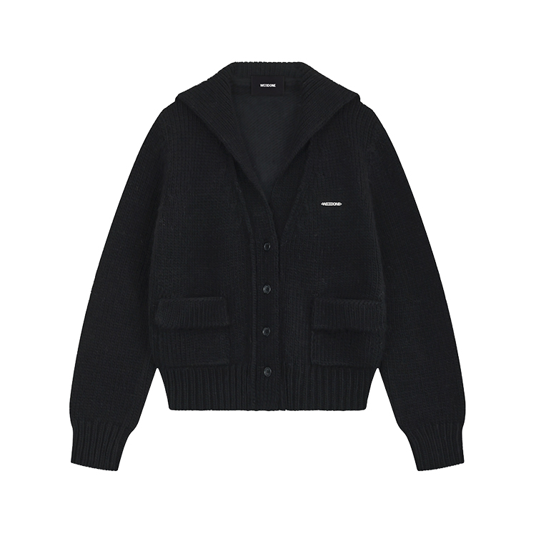 Order (W) WE11DONE 黑色水手領字母扣針織開衫 WD-KC2-24-632-W-BK