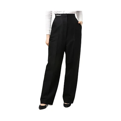 (Women) WE11DONE Black Straight-Leg Zipper Pocket Casual Pants. WD-PT0-21-217