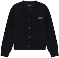 (Women) WE11DONE Black V-Neck Oversized Letter Cardigan Sweater. WD-KC2-24-634-W-BK (Women) WE11DONE Black V-Neck Oversized Letter Cardigan Sweater. WD-KC2-24-634-W-BK