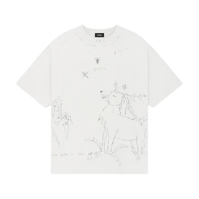(Women) WE11DONE Cartoon Graphic Print Short Sleeve T-Shirt - White WD-TT2-24-755-U-IV