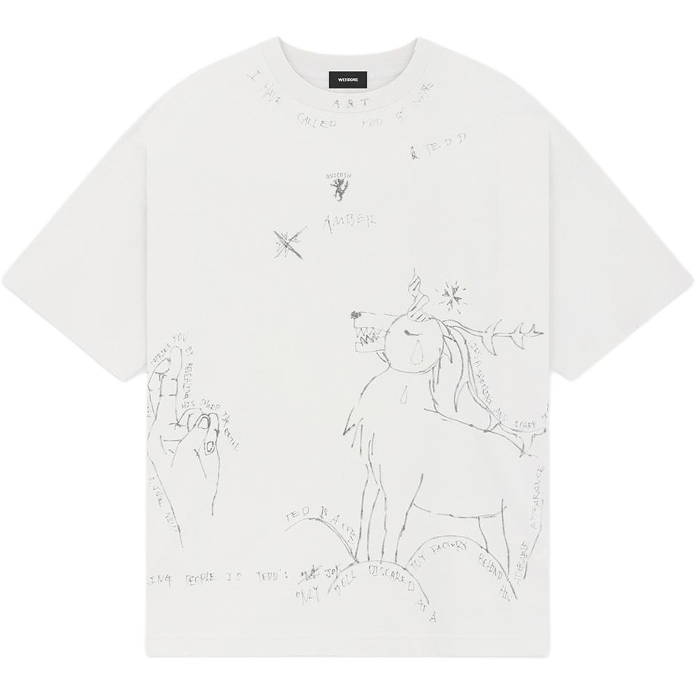 (Women) WE11DONE  Cartoon Graphic Print Short Sleeve T-Shirt - White WD-TT2-24-755-U-IV 圖 2