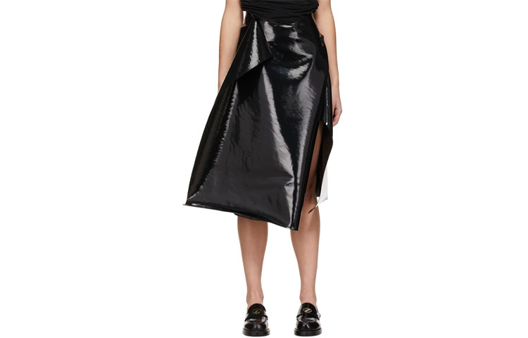 (Women) WE11DONE  Casual Solid Color Wrap Long Dress WD-SK0-21-816-W-BK