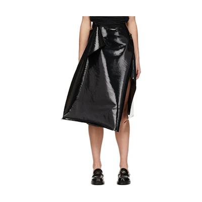 (Women) WE11DONE Casual Solid Color Wrap Long Dress WD-SK0-21-816-W-BK