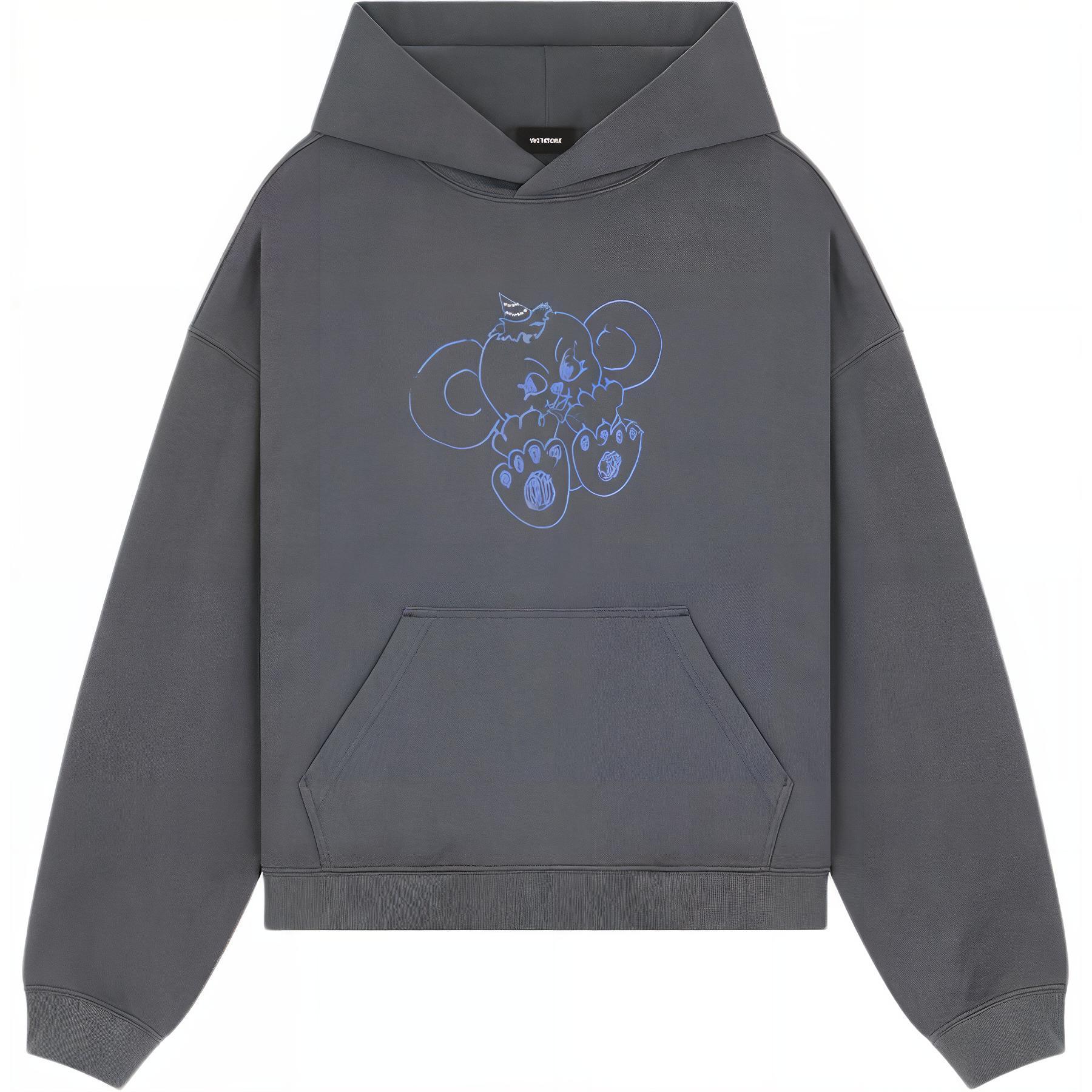 (Women) WE11DONE  Charcoal Cartoon Anime Graphic Hoodie Long Sleeve WD-TH2-24-831-U-CH