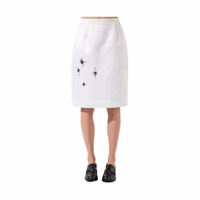 (Women) WE11DONE Graphic Print Midi Casual Dress - White WD-SK1-22-277- W