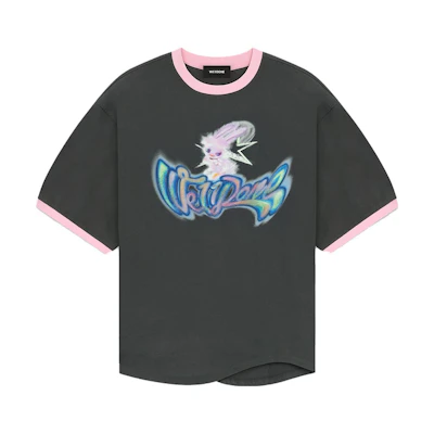 (Women) WE11DONE Grey Cartoon Graphic Print Short Sleeve T-Shirt. WD-TT3-23-709-U-CH