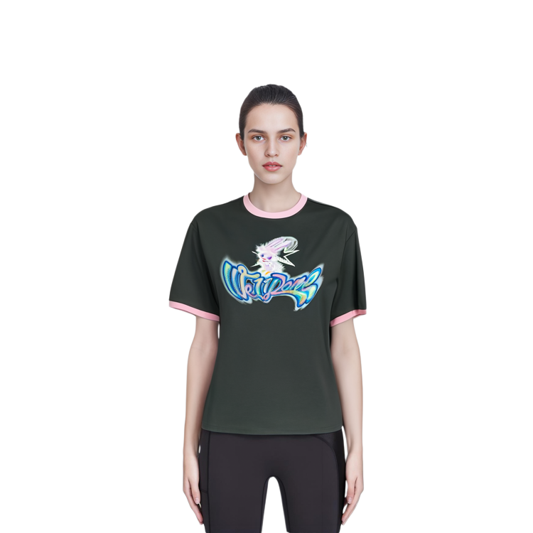 Shop (W) WE11DONE 灰色卡通圖案短袖T恤 WD-TT3-23-709-U-CH