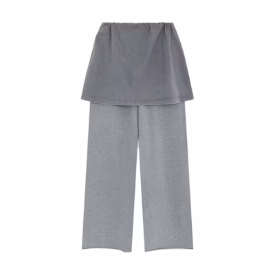 (Women) WE11DONE Grey Embroidered Logo Pocket Patchwork Casual Pants WD-TA2-24-726-U-MG