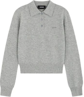 (Women) WE11DONE Grey Short Sleeve Polo Shirt with Three Buttons. WD-KT2-24-606-W-GY (Women) WE11DONE Grey Short Sleeve Polo Shirt with Three Buttons. WD-KT2-24-606-W-GY