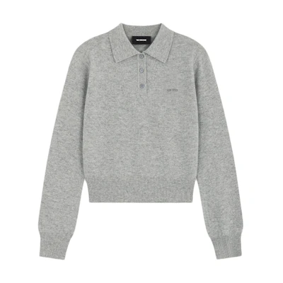 (Women) WE11DONE Grey Short Sleeve Polo Shirt with Three Buttons. WD-KT2-24-606-W-GY