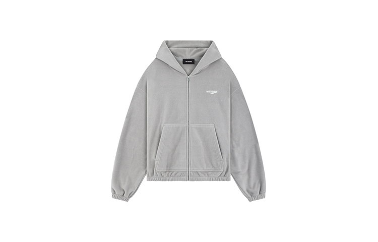 (Women) WE11DONE  Grey Zip-Up Hoodie with Solid Color and Print Design. WD-TJ3-23-826-U-GY