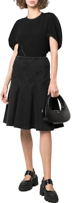 (Women) WE11DONE High-Waisted A-Line Denim Maxi Skirt with Pleated Hem. WD-DS1-22-345-WWB Lookbook (Women) WE11DONE High-Waisted A-Line Denim Maxi Skirt with Pleated Hem. WD-DS1-22-345-WWB