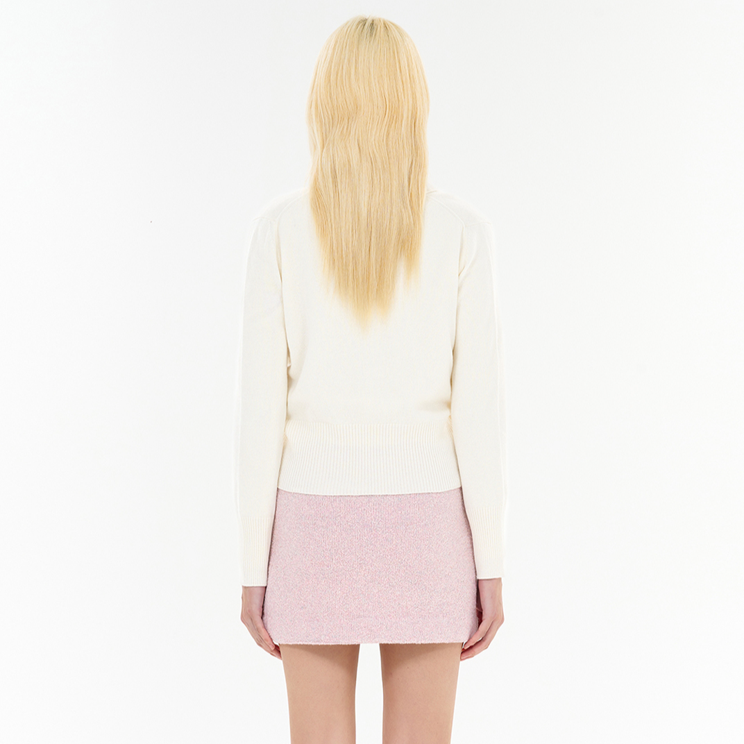 (Women) WE11DONE  Ivory Long Sleeve Cashmere Sweater with Logo. WD-KC2-24-604-W-IV 圖 5