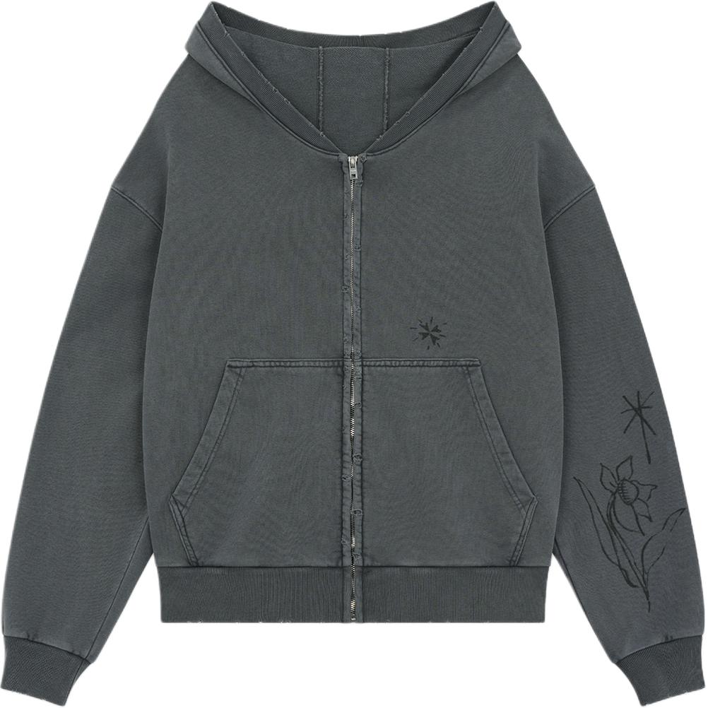 (Women) WE11DONE  Loose Fit Long Sleeve Sweatshirt with Zip Pocket in Charcoal. WD-TJ2-24-845-U-CH 圖 2