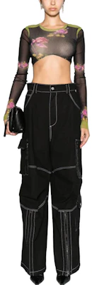 (W) WE11DONE ルーズフィット ワイドレッグ カーゴパンツ ブラックカラー. WD-PT3-23-218-W-BK Lookbook (W) WE11DONE ルーズフィット ワイドレッグ カーゴパンツ ブラックカラー. WD-PT3-23-218-W-BK