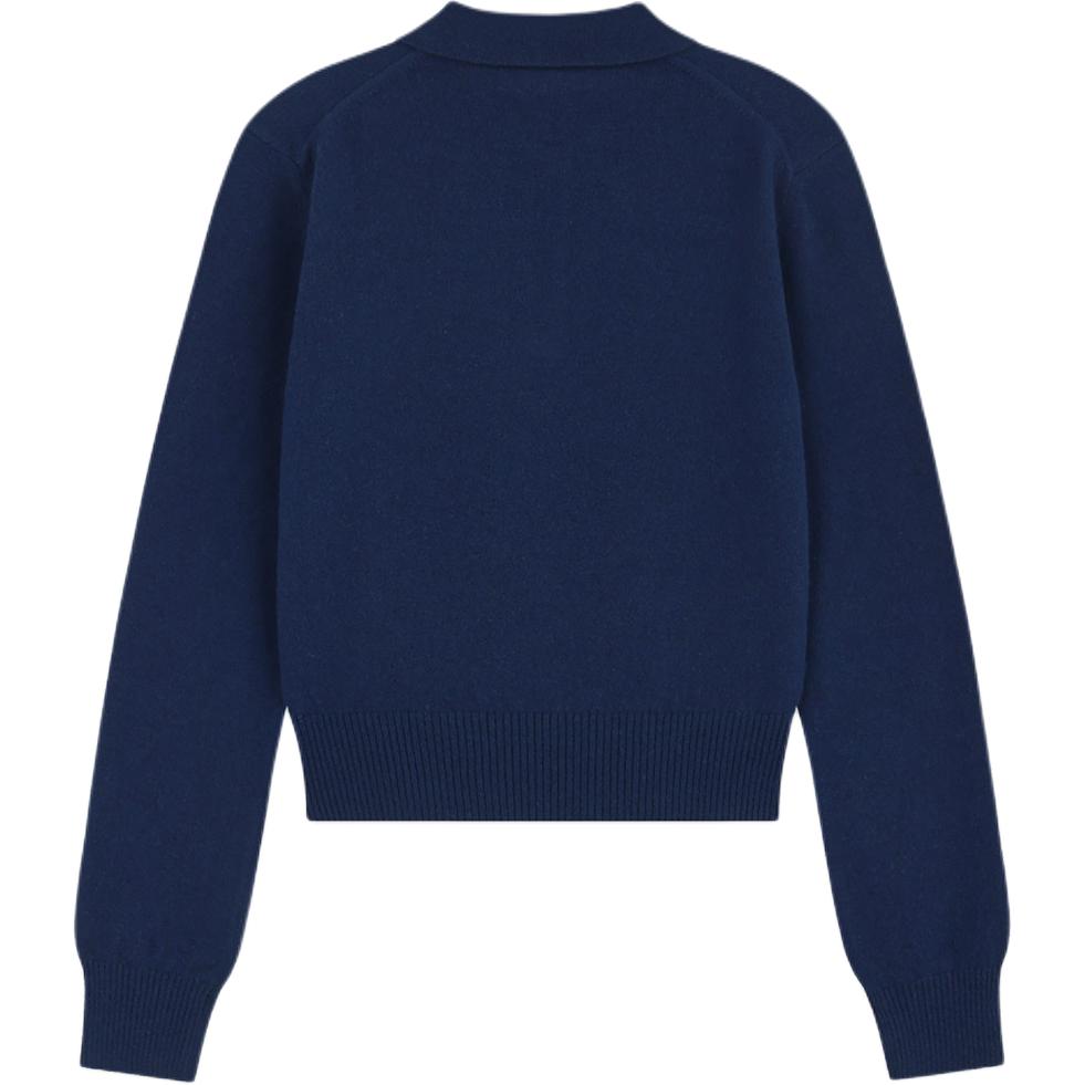 (Women) WE11DONE  Navy Blue Long Sleeve Pullover Polo Shirt with Three Buttons WD-KT2-24-606-W-NV 圖 3