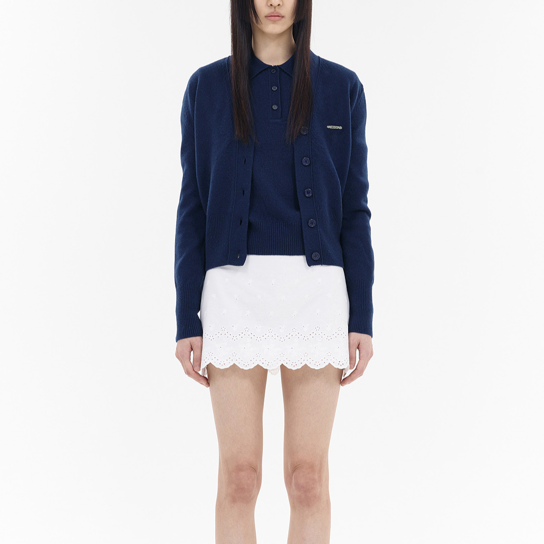 (Women) WE11DONE  Navy Blue Long Sleeve Pullover Polo Shirt with Three Buttons WD-KT2-24-606-W-NV 圖 4