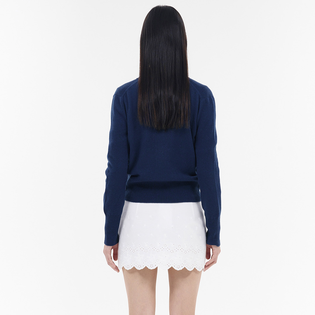 (Women) WE11DONE  Navy Blue Long Sleeve Pullover Polo Shirt with Three Buttons WD-KT2-24-606-W-NV 圖 5