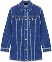 (Women) WE11DONE Single-Breasted Denim Jacket with Pocket in Blue. WD-DJ3-22-337-W-BL (Women) WE11DONE Single-Breasted Denim Jacket with Pocket in Blue. WD-DJ3-22-337-W-BL