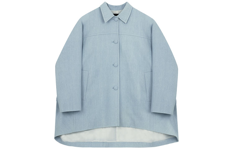 (Women) WE11DONE  Solid Color Oversized Drop Shoulder Coat with Lapel. WD-JK1-22-025-W-SK