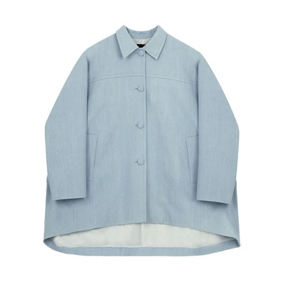 (Women) WE11DONE Solid Color Oversized Drop Shoulder Coat with Lapel. WD-JK1-22-025-W-SK