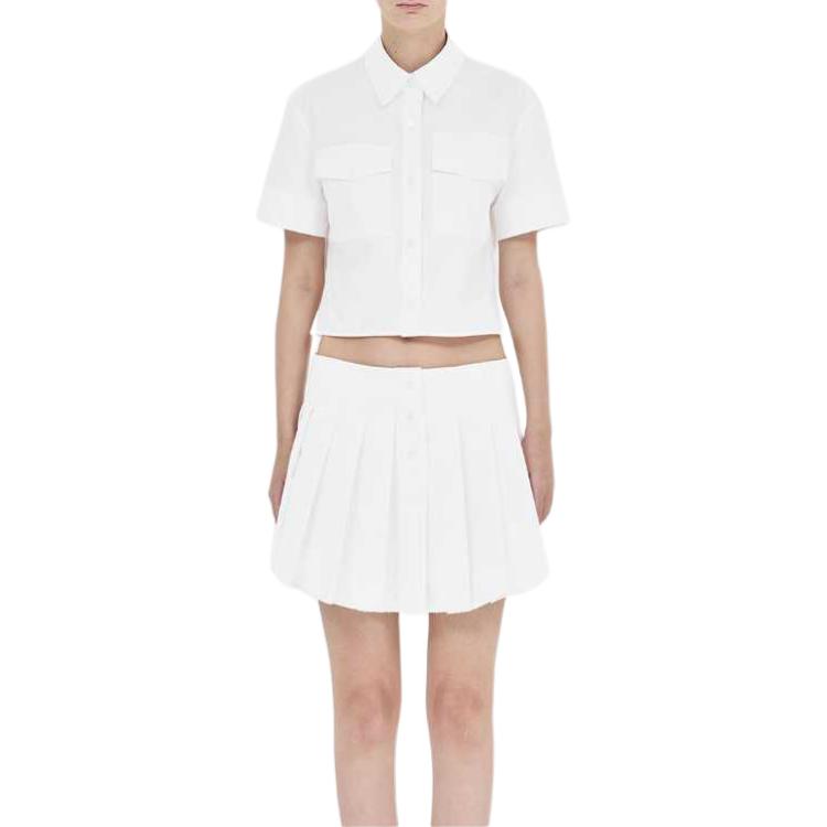 (Women) WE11DONE  SS24 Minimalist Button-Up Short-Sleeve Shirt in White. WD-BL1-24-158-W-WH 圖 4