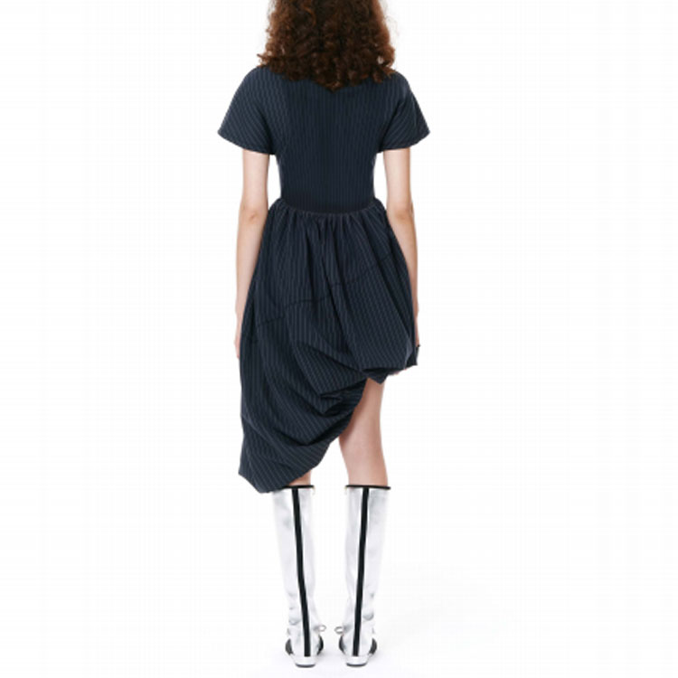 Purchase (W) WE11DONE 星星條紋不規則褶皺短袖洋裝. WD-OP1-22-122-W-NV