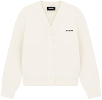 (Women) WE11DONE V-Neck Cardigan Letter Print Long Sleeve Knit Sweater Off-White WD-KC2-24-634-W-IV (Women) WE11DONE V-Neck Cardigan Letter Print Long Sleeve Knit Sweater Off-White WD-KC2-24-634-W-IV