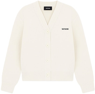 (W) WE11DONE V領開衫 字母印花長袖針織毛衣 白色 WD-KC2-24-634-W-IV Order (W) WE11DONE V領開衫 字母印花長袖針織毛衣 白色 WD-KC2-24-634-W-IV