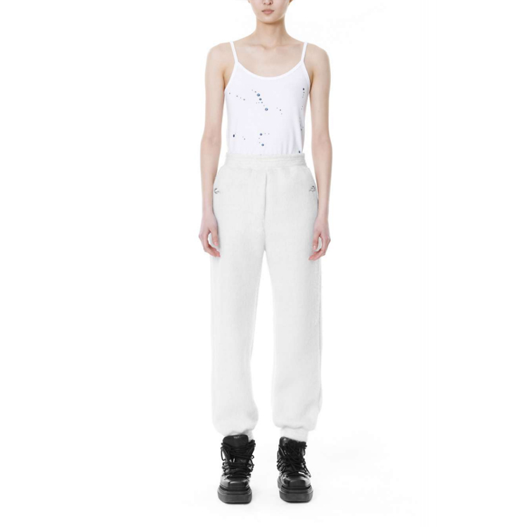 Lookbook (Women) WE11DONE  White Loose Fit Jogger Sweatpants. WD-PT3-21-578-W-WH