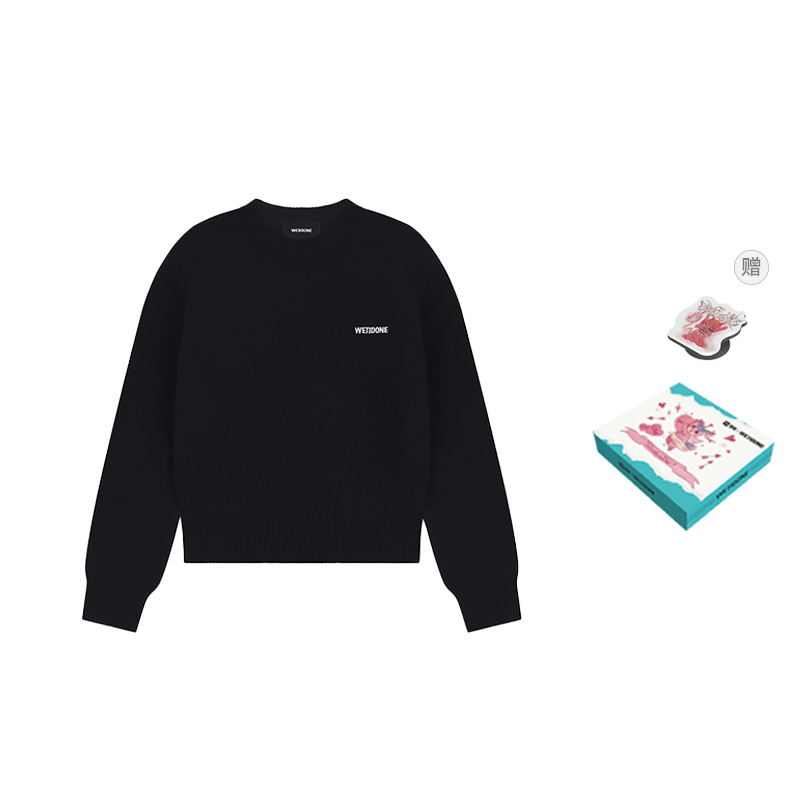 (Women) WE11DONE Basic Letter Pullover Sweater  Black Long Sleeve WD-KT2-24-601-W-BK