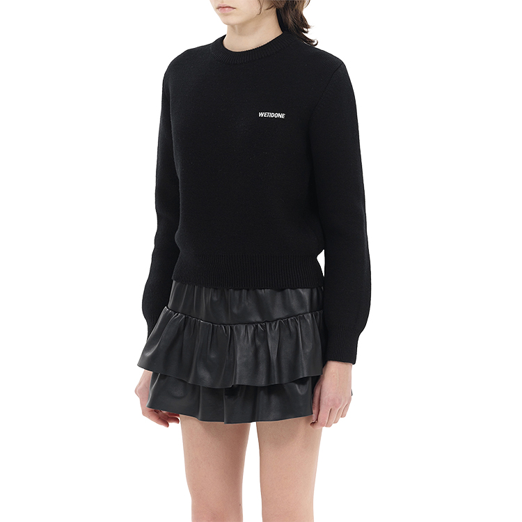 Shop (Women) WE11DONE Basic Letter Pullover Sweater  Black Long Sleeve WD-KT2-24-601-W-BK