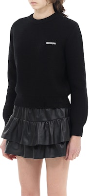 (Women) WE11DONE Basic Letter Pullover Sweater Black Long Sleeve WD-KT2-24-601-W-BK Shop (Women) WE11DONE Basic Letter Pullover Sweater Black Long Sleeve WD-KT2-24-601-W-BK