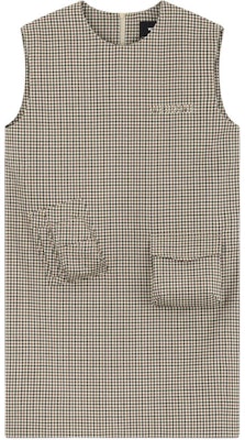 (Women) WE11DONE Beige Plaid Letter Mini Sleeveless Dress Fashion WD-OP2-24-122-W-BG Order (Women) WE11DONE Beige Plaid Letter Mini Sleeveless Dress Fashion WD-OP2-24-122-W-BG